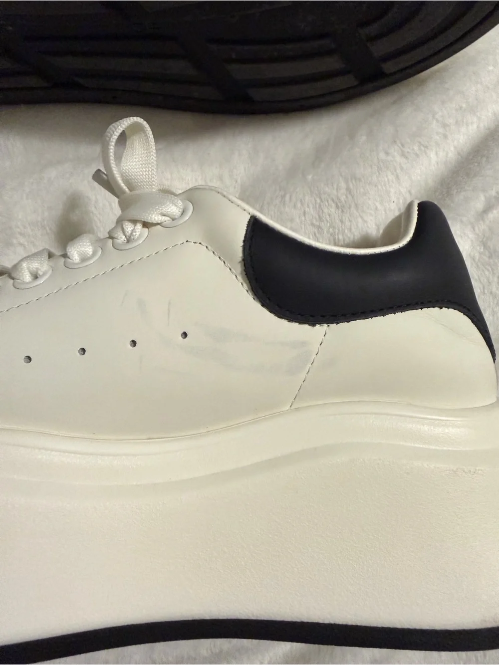 Beau Today White Platform Sneakers with Black Heel Collar - Women's Lace-Up-8